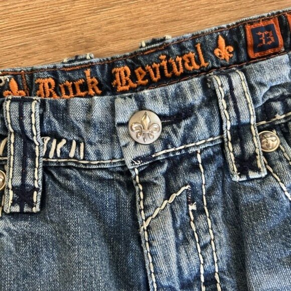 Rock Revival Justin Relaxed Straight Jeans Sz 33 - Picture 6 of 16